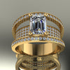 3.03ct Emerald Cut Joined Gold Trio Bridal Set - 03US85